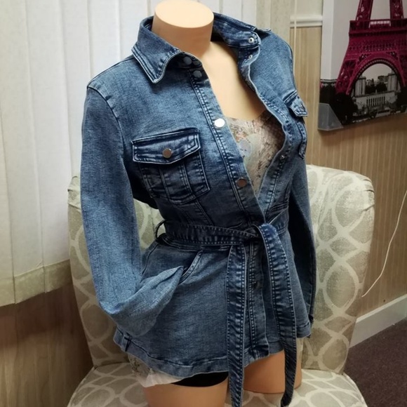 Stretch Denim Belted Jacket Sexy! BACK IN STOCK - Picture 3 of 8